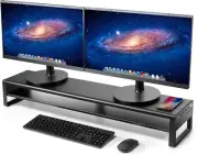 VAYDEER 2 Tiers Dual Monitor Stand Aluminum Monitor Riser with Wireless Charg...