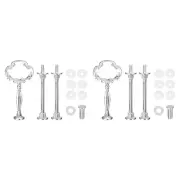 2 Set Cake Tray Stand Handle Plate Hardware, 3-Tiers Thicken Sunflower Silver