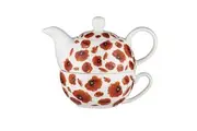 Ashdene Red Poppies Tea For One Coffee Herbal Drink Teapot Teacup Set w Infuser