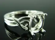 6206 STERLING SILVER RING SETTING, 9X7 MM OVAL FACETED GEMSTONE, SIZE 7