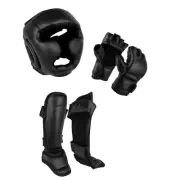 MMA Sparring Gear Head Gloves Shin Instep guard Pad MMA Mixed Martial Arts Set