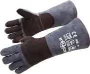 Fireplace Gloves Fire Heat Resistant: Dark-Grey 16IN 932℉ - Fireproof Leather fo