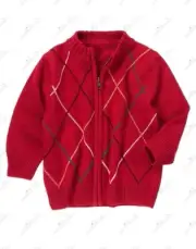 NWT Gymboree Boys Christmas Holiday Red Argyle Zip Up Cardigan Sweater Size 3-6