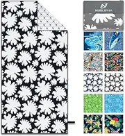 Microfiber Beach Towel Oversized Clearance Towels, Extra Large 71x35" Sand Free Super Absorbent Travel Pool Towel for Adults, Lightweight Compact for Camping, Picnic, Gym, Yoga - Chrysanthemum Black