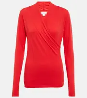 [Velvet] Velvet Meri draped cotton-blend top AU 16 red