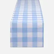 Gingham Table Runner Light Blue and White, Buffalo Plaid Check Table Cloth 72 Inches Long Table Decor, Party Suppliers for Farmhouse Rustic Spring Summer Birthday Wedding Party Decorations