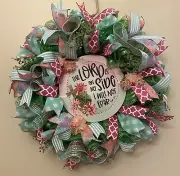 The Lord Is On My Side Psalm Deco Mesh Spring Religious Wreath Sale Small Damage