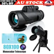 80X100 HD Monocular Telescope Phone Camera Zoom Portable Travel Hiking Scope