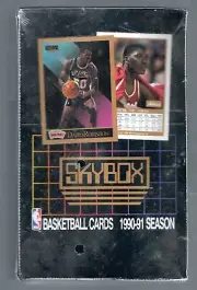1990-91 NBA SKYBOX SEALED SERIES 1 ON BOX OF 36 PACKS PRIMIER EDITION
