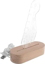 FUNOMOCYA Light up Guitar Pick Rack Acrylic Guitar Headstock Shape Pick Storage Rack with Wooden Base