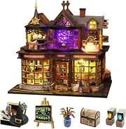 CUTEROOM DIY Miniature Dollhouse Kit with Furniture,Wooden Doll House & LED Lights and Musci Box,1:24 Scale DIY House Kit,Most Gifted (Magic House)