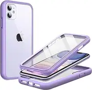 JETech Case for iPhone 11 6.1 Inch with Built-in Screen Protector Anti-Scratch, 360 Degree Full Body Rugged Phone Cover Clear Back (Purple)