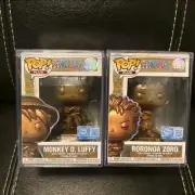 FUNKO MONKEY D. LUFFY & RORONOA ZORO BRONZE STATUE EXCUSIVES *IN HAND* ONE PIECE