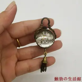 溫馨服裝店復古羅馬懷錶 古玩雜項迷你號懷錶 水晶球機械懷錶 復古鑲銅裝飾表