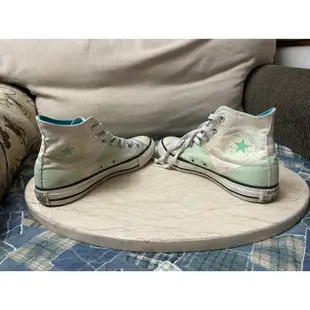 【Converse】All Star藍綠色塊拼接高筒帆布鞋 24.5cm