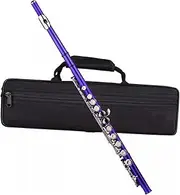 JEWEDECO 1 Set C Key Key Cupronickel Flute for Beginners Portable Concert Band Instrument with Case and Cleaning Cloth Lightweight Woodwind Musical Tool for Music Classes and School Bands