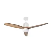 Nadi Indoor DC Ceiling Fan with LED Light & Remote - White & Ash Wood