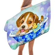 Cute Paintings for Kids Dog Puppy Bath Time Microfiber Beach Towel