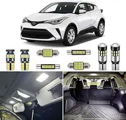 AUTOGINE 8 Piece White Interior LED Lights Kit for Toyota C-HR CHR 2018 2019 2020 2021 Super Bright 6000K LED Light Bulbs Package + Install Tool