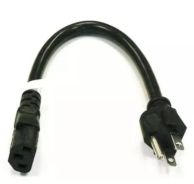 14/16AWG 15A Black - Power Cord Cable w/ 3 Conductor PC Power Connector Socket