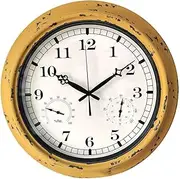 Outdoor Garden Wall Clock, with Thermometer & Humidity Garden Clocks Outdoor Waterproof and Sunscreen Outside Clock Outdoor Wall Clock Indoor Outdoor Decoration 18 Inches Multicolo