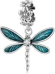 [Generic] Dragonfly Dangle Charm Genuine 925 Sterling Silver Compatible With Bracelet