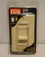 Leviton Single Pole Slide Light Dimmer Switch With Wall Plate Ivory (6621-I)