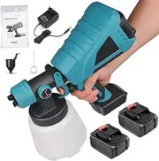 Cordless Paint Sprayer, 1000ml Paint Sprayer Gun with 2 * 2000mAh Batteries, 3 Copper Nozzles, 3 Spray Patterns, Electric Paint Spray Gun for Wall, Fence, Metal, Floor