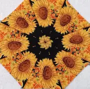 16 9.5" Autumn Splendor Sunflower #1 Stack 'n Whack Quilt Blocks Kaleidoscope