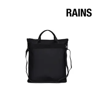 【RAINS官方直營】Trail Tote Bag LOGO織帶基本款防水休閒托特包(Black 經典黑)