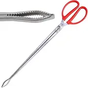 Multi-Function Clip Scissor Tongs - Anti-Slip Tool for Sea Crab, Mud, Iron, Garbage, Catching Sea - 14.5 Inches Long (Curved Head)