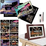Scratch Art Paper for Adults Foil Art 11.7 * 8.3 inch - Colorful City Series, Scratch Painting for Adults/Teens, Scratch and Sketch Craft Gift | Foil Engraving Scratch Art Adult (Set 2)