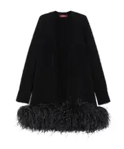 Max Mara Studio Feather Detailed Open Front Cardigan S,M black