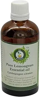R V Essential Pure Lemongrass Essential Oil 30ml (1.01oz)- Cymbopogon Citratus (100% Pure and Natural Steam Distilled)