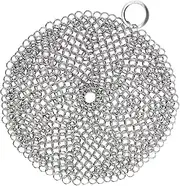 Cast Iron Cleaner, Stainless Steel Cast Iron Cleaner Chainmail Scrubber for Cast Iron Pan, Round (7 inch Round)