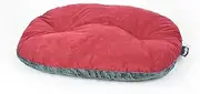Oval Cushion 70 x 40 cm Plush Grey Velvet Red
