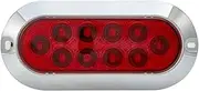 Maxxima Oval 6" Red Back-Up Lamp Surface Mount with Chrome Housing for Trucks and Heavy Duty