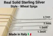 Real Solid 925 Sterling Silver Wheat Spiga Rope Chain Necklace Italy Jargod