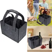 6-Bottles Wine Bottle Carrier Wine Bottle Cube Box Grey Felt Wine Storage Bag