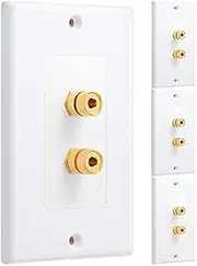 Voniecop 4 Pack Single Gang 1.0 Speaker Wire Wall Plate (Banana Plug Wall Plate) for 1 Speaker, White