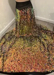 Multi 4way Stretch Iridescent 3D Sequins fabric 50” Width Sold By The Yard