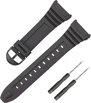 [Lijinlan] Watch Replacement Watch Band for Casio W-96H, Flexible Black Resin Strap fit W96 W-96H W96H W-96H-1AV W-96H-3A 2A/4A W-96H-9AV Sport Watch Adjustable Breathable Wristband