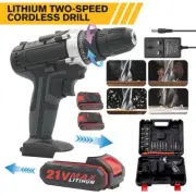 Cordless Impact Wrench Driver Set Hammer Drill Combo Kit with 2pcs 21V Battery