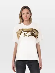 White & Gold Sequinned Top
