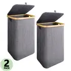 2X Laundry Hamper Basket with Lid 100L Washing Basket Laundry Bin Storage Basket