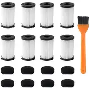 Replacement Filters for MOOSOO D600 and Ariete Handyforce Vacuums RBT 2761 RBT 2759 Includes 8 Filters + 8 Foam Filters black white