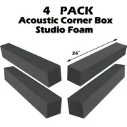 4 Pack 3"x 24"Acoustic Studio Soundproofing Foam Corner Bass Block for 2" WEDGE