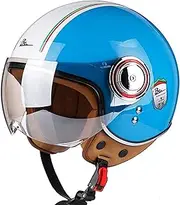 Motorcycle Helmet Half Helmet Retro Open Motorcycle Helmet for Adults 3/4 Open Face Motorbike with Visor DOT/ECE Approved for Men Women Scooter Retro Helmet F,L=57-58CM