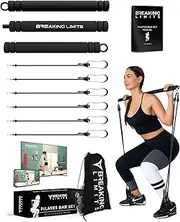 Pilates Bar Set - Length-Adjustable Exercise Bar with 6 Resistance Bands - Full Body Workout Gym Equipment for Home