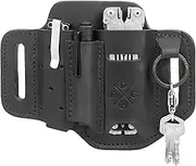 Multitool Sheath, Leather EDC Organizer, Belt Pouch Fits Multitool, Knife, Pen, Keys - Compatible with Heavy Duty Leatherman, Gerber, SOG Multitools